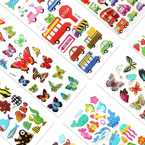 SAVITA Stickers for Kids 500+ Kids & Toddlers Paquete de variedades de Pegatinas hinchadas, Pegatinas 3D hinchadas Que Incluyen Letras, números, Mariposas, Peces, Dinosaurios y más