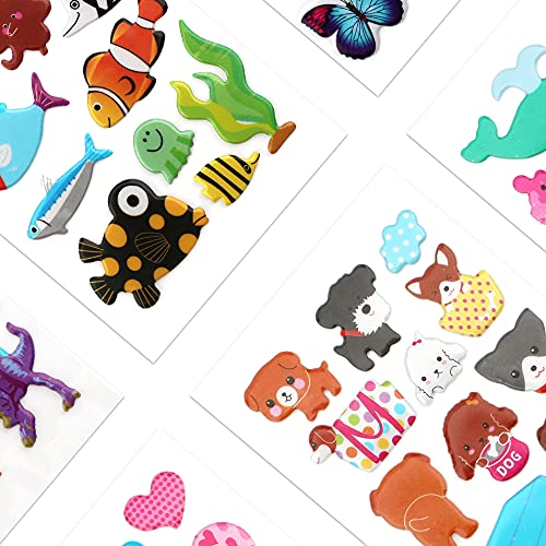 SAVITA Stickers for Kids 500+ Kids & Toddlers Paquete de variedades de Pegatinas hinchadas, Pegatinas 3D hinchadas Que Incluyen Letras, números, Mariposas, Peces, Dinosaurios y más