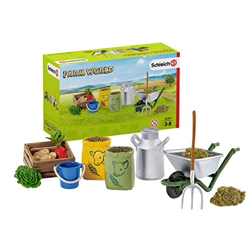 Schleich 42301 Farm World play set - alimentación de animales de granja, juguetes a partir de 3 años