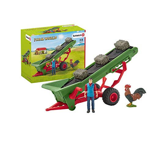 Schleich 42377 Farm World play set - transportador de heno con el granjero, juguetes a partir de 3 años