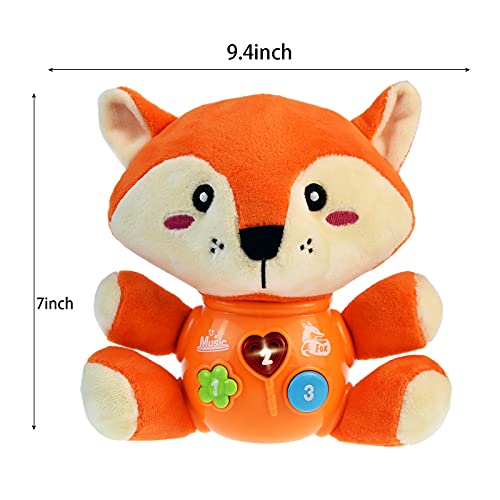 Scratch Art - Juguetes musicales para bebés, juguete de peluche para niños de 0 a 36 meses, juguete antiestrés para niños, regalo para bebés de 1, 2, 3, 4, 5, 6 años, niños y niñas (naranja Fox)