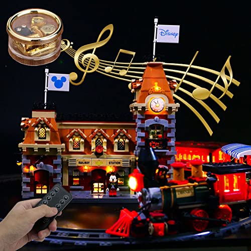 SDFGDFD Conjunto de Luces Castillo de Trenes de Disneyland Kit de luz LED Compatible con Lego 71044 Modelo de Construcción de Bloques (NO Incluido en el Modelo) Puede Tocar Musica