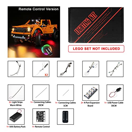 SDFGDFD Kit de Luces LED para Camioneta Ford Raptor - Compatible con Lego 42126 Modelo de Construcción de Bloques (Juego Lego No Incluido) con Instrucciones & Mando a Distancia