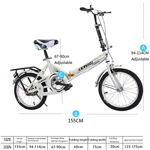 SEESEE.U Bicicleta de montaña Outroad de 20 Pulgadas, Mini Bicicleta Plegable Liviana, pequeña Bicicleta portátil Plegable Mini Bicicleta compacta de Ciudad, Bicicleta Adulta Femenina Bicicleta plega