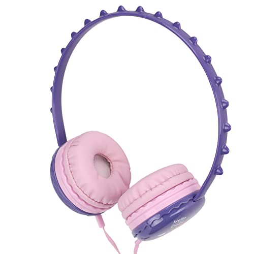 Semiter Auriculares para Niños, Diadema Ajustable Estéreo de 3,5 Mm, Auriculares de Dinosaurio para Niños con Micrófono para PC para Tabletas(Púrpura)