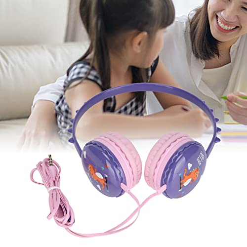 Semiter Auriculares para Niños, Diadema Ajustable Estéreo de 3,5 Mm, Auriculares de Dinosaurio para Niños con Micrófono para PC para Tabletas(Púrpura)