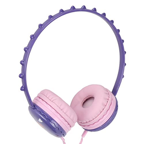 Semiter Auriculares para Niños, Diadema Ajustable Estéreo de 3,5 Mm, Auriculares de Dinosaurio para Niños con Micrófono para PC para Tabletas(Púrpura)