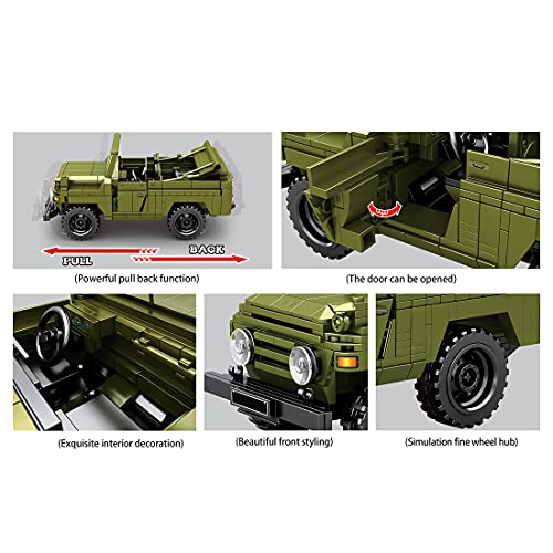 SEREIN Juego de construcción de 626 piezas de ingeniería para coche, camión militar, modelo de camión con tracción trasera, juguete de construcción compatible con Lego