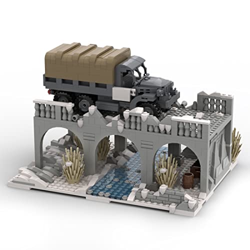 SESAY Juego de 543 piezas de construcción militar WW2, puente roto, modelo para SWAT, compatible con Lego (sin depósito ni camioneta)