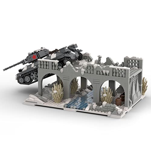 SESAY Juego de 543 piezas de construcción militar WW2, puente roto, modelo para SWAT, compatible con Lego (sin depósito ni camioneta)