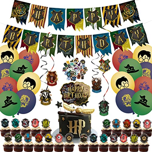 Set Globos de Cumpleaños 97PCS Decoración Cumpleaños Harry Mago Potter Decoracion Cumpleaños Pancarta Globos Feliz Cumpleaños Decoracion