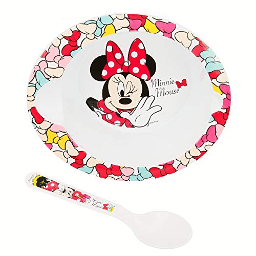 SET MICRO BABY 2 PCS. (CUENCO Y CUCHARA) MINNIE MOUSE - DISNEY - COLOR BOWS