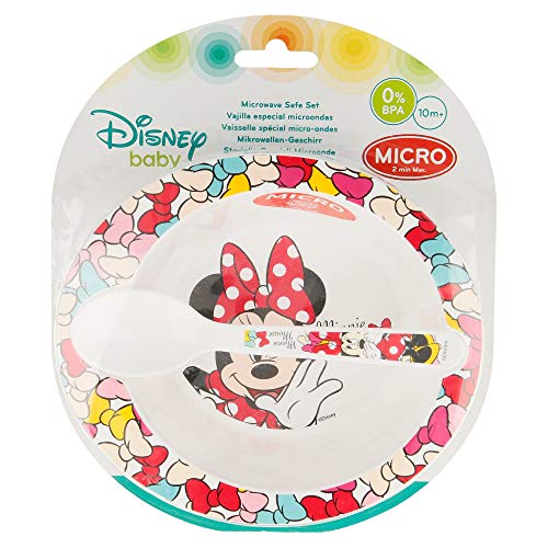 SET MICRO BABY 2 PCS. (CUENCO Y CUCHARA) MINNIE MOUSE - DISNEY - COLOR BOWS