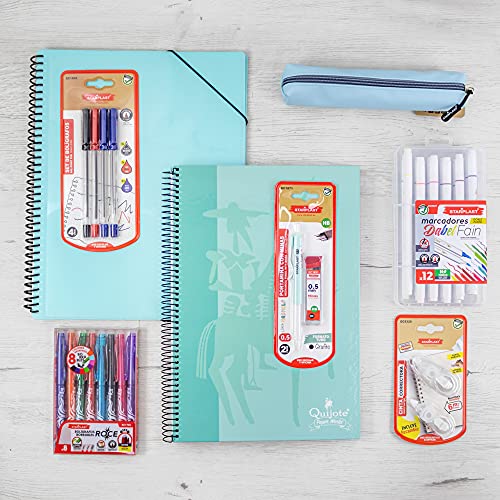 SET STUDYGRAMMER STARPLAST - Material de papelería, para lettering y caligrafía moderna, temática unicolor, 3 colores pastel, para uso escolar, tareas diarias o instituto - TURQUESA