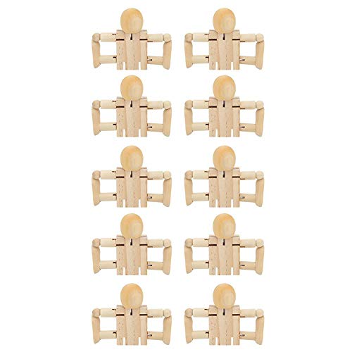 Sevenyou Figuras de Figuras de Personas de Madera de Robot de Madera sin terminar para Manualidades de Artes de Pintura DIY 10 Piezas Encantadoras