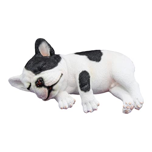 sharprepublic Figuras de Bulldog Realistas, Modelo de Perro, Figuras Acostadas Y Soñolientas, Favores de Fiesta, Utilería de Enseñanza, Colección de Juegos de Cumpl - Lado Blanco Negro