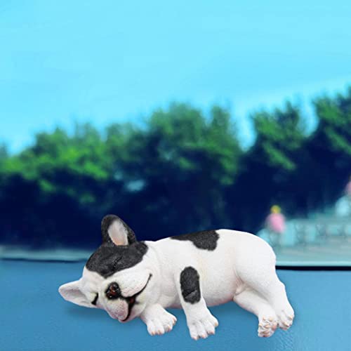 sharprepublic Figuras de Bulldog Realistas, Modelo de Perro, Figuras Acostadas Y Soñolientas, Favores de Fiesta, Utilería de Enseñanza, Colección de Juegos de Cumpl - Lado Blanco Negro