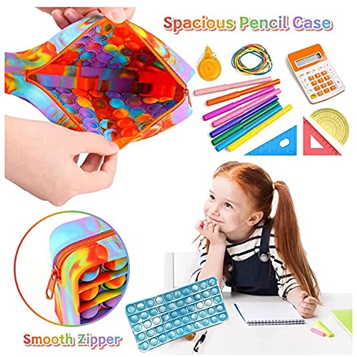 ShengOu Estuche para Lápices Pop it,Popit Fidget Toys Bolso,Estuche para Lápices Pop,Estuche de Silicona para Lápices,Pencil Pen Case (Azul y blanco)