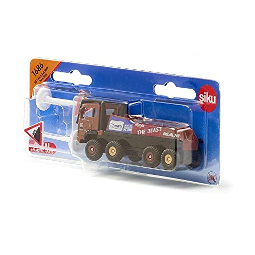 siku 1686, HS Schoch 8x8 MAN Truck-Trial, Metal/Plástico, 1:87, Marrón, Incl. 2 señales de advertencia, Compatible con otros modelos siku de la misma escala