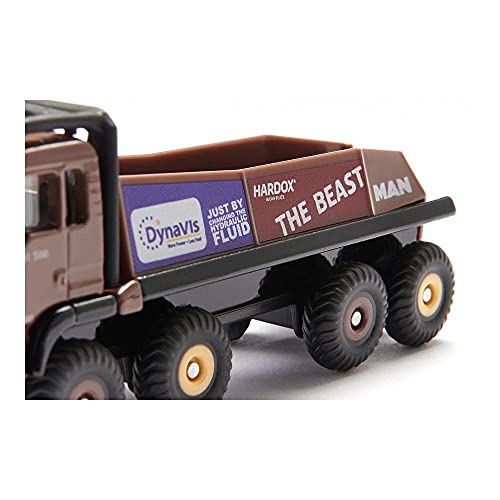 siku 1686, HS Schoch 8x8 MAN Truck-Trial, Metal/Plástico, 1:87, Marrón, Incl. 2 señales de advertencia, Compatible con otros modelos siku de la misma escala