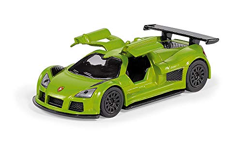 siku 2544 Coche con remolque y coche deportivo, Zona de carga inclinable, 1:55, Metal/Plástico, Plateado/Verde