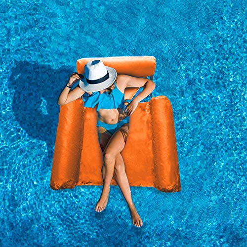 Silla flotante plegable de verano hinchable para la playa, piscina, hamaca para portátil, para adultos y niños, vacaciones de playa (naranja)