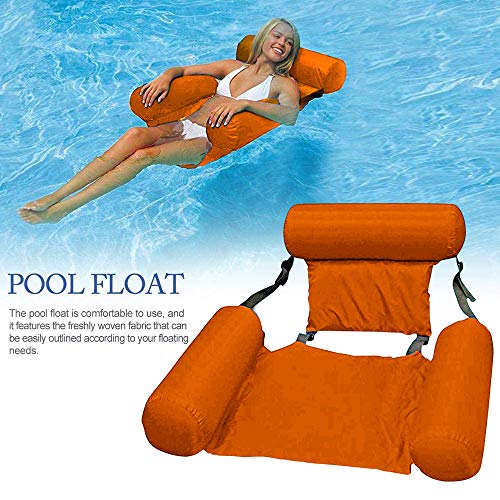 Silla flotante plegable de verano hinchable para la playa, piscina, hamaca para portátil, para adultos y niños, vacaciones de playa (naranja)