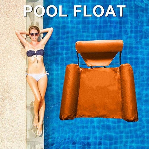 Silla flotante plegable de verano hinchable para la playa, piscina, hamaca para portátil, para adultos y niños, vacaciones de playa (naranja)