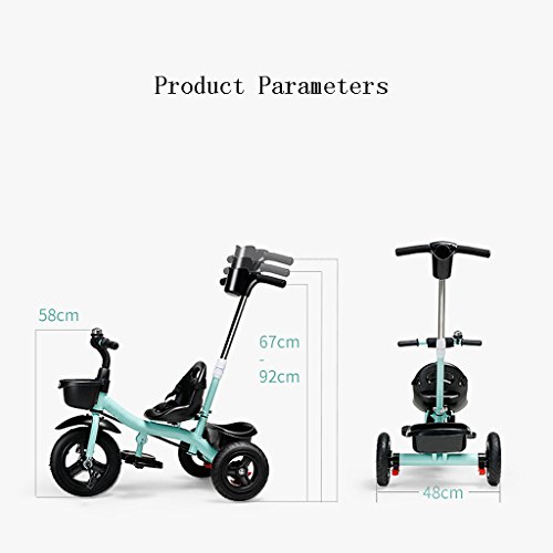 Sillas de paseo Cochecito de bebé Triciclo de empuje de empuje ajustable de altura ajustable creativa para niños, 18 meses - Carro de bebé de 6 meses para niños y niñas, Bicicleta de triciclo de pedal