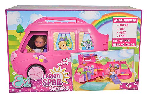 Simba Evi Love 105733275 – Caravana Plegable, con más de 40 Piezas, muñeca de 12 cm