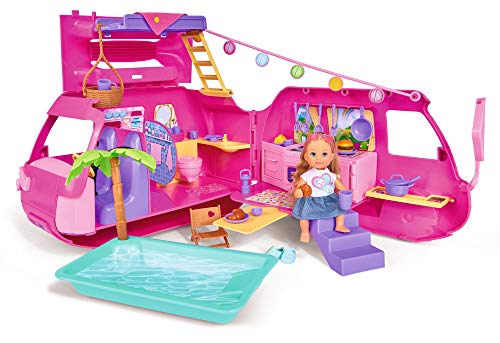 Simba Evi Love 105733275 – Caravana Plegable, con más de 40 Piezas, muñeca de 12 cm