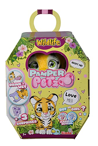 Simba- Pamper Petz Tigre, Mascota con Función de Huella Mágica, Bebe y Hace Pipí, a Partir de 3 años