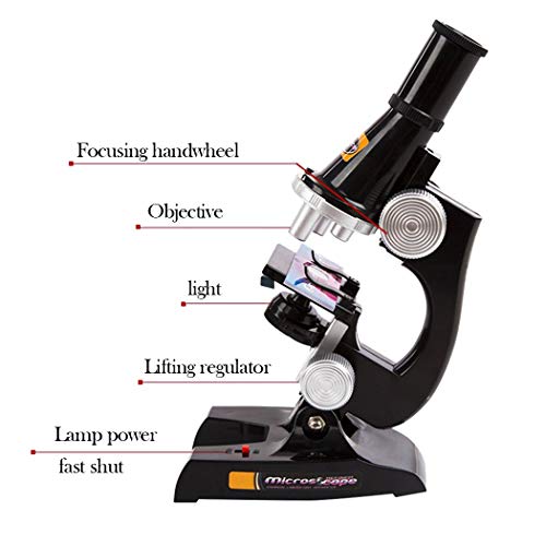 Sipobuy Microscopio para niños, 100x 200x 450x Magnification Children Science Microscope Kit con Luces LED, Mi Primer microscopio de Juguete para educación temprana