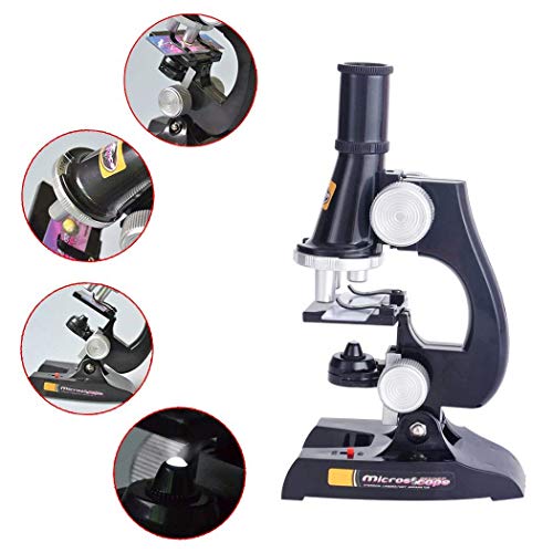 Sipobuy Microscopio para niños, 100x 200x 450x Magnification Children Science Microscope Kit con Luces LED, Mi Primer microscopio de Juguete para educación temprana