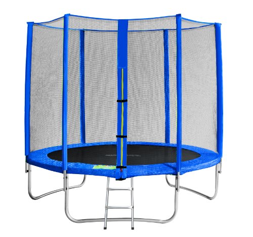 SixBros. SixJump 2,45 M Trampolín Cama elástica de jardín Azul - Escalera - Red de Seguridad - Lluvia Cobertura TB245/1609