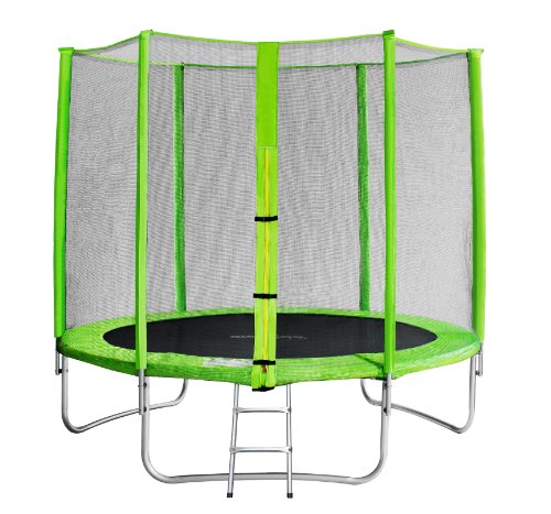 SixBros. SixJump 2,45 M Trampolín Cama elástica de jardín Verde - Escalera - Red de Seguridad - Lluvia Cobertura TG245/1611