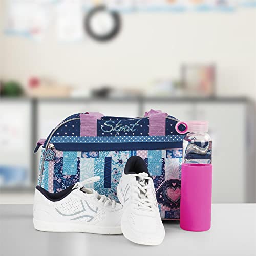 SKPAT - Bolsa Infantil de Deporte para Niña Estampada. Cinta para Trolley. Colegio Viaje Gimnasio Extraescolar. Apertura Amplia. Accesorios a Juego. Estilo y Marca. 130040, Color Azul