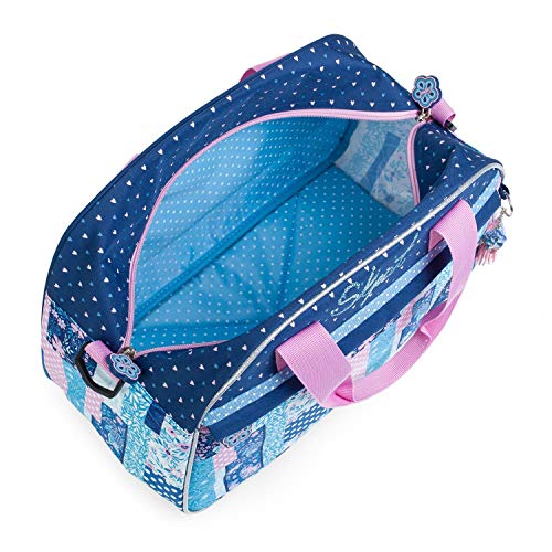 SKPAT - Bolsa Infantil de Deporte para Niña Estampada. Cinta para Trolley. Colegio Viaje Gimnasio Extraescolar. Apertura Amplia. Accesorios a Juego. Estilo y Marca. 130040, Color Azul