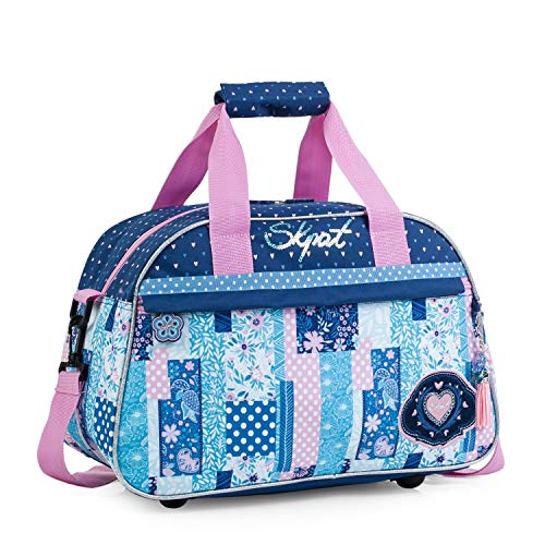 SKPAT - Bolsa Infantil de Deporte para Niña Estampada. Cinta para Trolley. Colegio Viaje Gimnasio Extraescolar. Apertura Amplia. Accesorios a Juego. Estilo y Marca. 130040, Color Azul