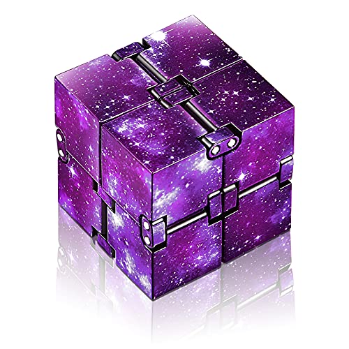 Skylety Juguete de Cubo Infinito Mágico Bloques Fidget, Mini Juguetes Sensoriales de Escritorio Herramienta para Aliviar Estrés Suministro de Juego para Austismo TDAH (Espacio Galaxy Púrpura)