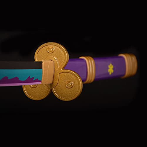 Skyward Blade Espada de madera Roronoa Zoro Katana, espada de samurai japonesa de trama original Anime, Slash de plumas de cielo, Katana de Yama Enma Morada para colección Cosplay de 40 pulgadas