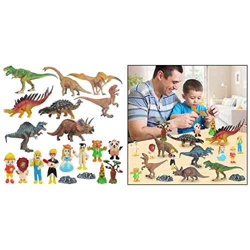 SM SunniMix 20 Piezas de Dinosaurio Modelo Juego de Juguete Kit PlaySet Plástico Rico Rico Detalles Reserve Intereses Suministros de Fiesta Sólidos para El Estant