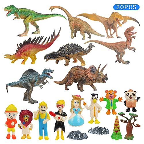 SM SunniMix 20 Piezas de Dinosaurio Modelo Juego de Juguete Kit PlaySet Plástico Rico Rico Detalles Reserve Intereses Suministros de Fiesta Sólidos para El Estant