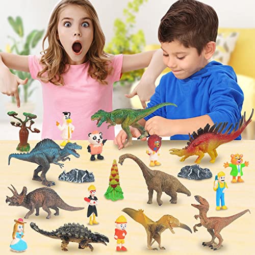 SM SunniMix 20 Piezas de Dinosaurio Modelo Juego de Juguete Kit PlaySet Plástico Rico Rico Detalles Reserve Intereses Suministros de Fiesta Sólidos para El Estant