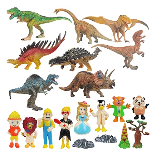 SM SunniMix 20 Piezas de Dinosaurio Modelo Juego de Juguete Kit PlaySet Plástico Rico Rico Detalles Reserve Intereses Suministros de Fiesta Sólidos para El Estant