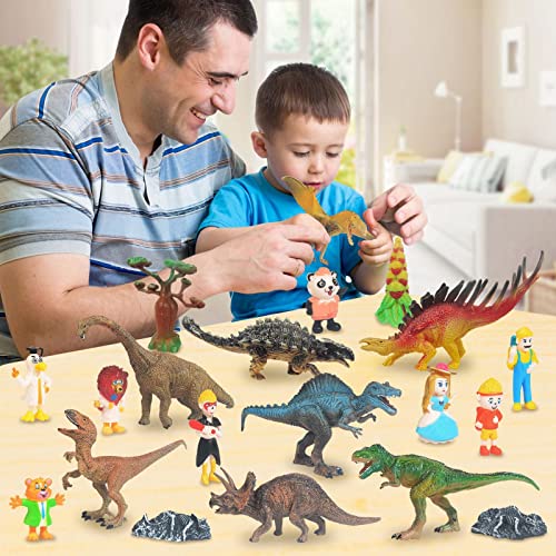 SM SunniMix 20 Piezas de Dinosaurio Modelo Juego de Juguete Kit PlaySet Plástico Rico Rico Detalles Reserve Intereses Suministros de Fiesta Sólidos para El Estant