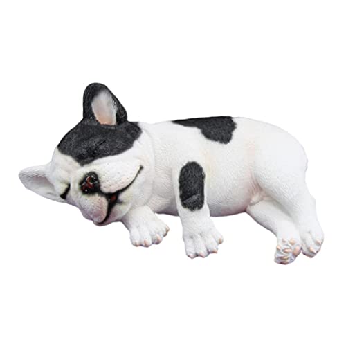 SM SunniMix Figuras de Bulldog Realistas Modelo de Perro Figuras Acostadas Y Soñolientas Juguete Educativo Suministros para Fiestas Aulas Recompensas Colección de - Lado Blanco Negro