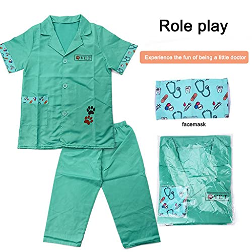 SM SunniMix Niños Fingir Enfermera Preescolar Educational Diversión Actividad Papel Play Play Nurse Disfraz Disfraz Dress Up Toys Playset - Verde