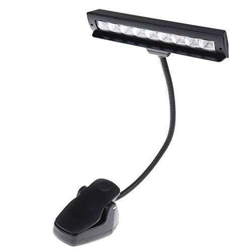 SM SunniMix Soporte De Música Plegable Luz Música Partitura Lámpara Clip-on Lectura Luz Negro