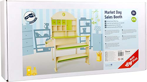 Small Foot 10587 - Estantería de Madera con Varias Puertas con Asas para Todos los artículos de la Tienda de Juegos, Incluye un Compartimento de Almacenamiento como Contador de Ventas